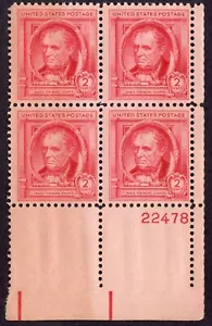 Scott #860 James Fenimore Cooper Plate Block of 4 Stamps - MNH P#22478 #6 - Picture 1 of 2
