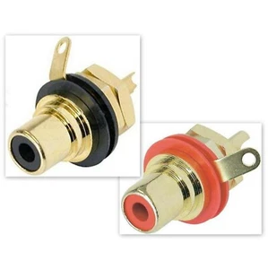 Coppia di Presa RCA femmina da pannello, rosso e nero, REAN by Neutrik - Foto 1 di 3