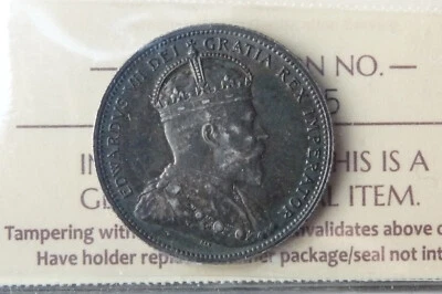 1907 Canada silver twenty five 25 cents **ICCS AU55** - Image 1 of 3