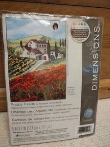 Dimensions - Cross Stitch Kit- POPPY FIELDS 5"x7" UNUSED - Picture 1 of 2