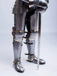 Mittelalter Ritter Ganzbeinrüstung mit Sabatons - hochwertige Stahlnachbildung - Bild 1 von 7