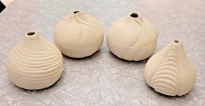 4 Vintage 1983 Becky Todoroff for Two's Company Studio Art Pottery Bisque Vases - Picture 1 of 11