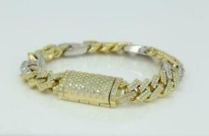 10 Ct Round Cubic Zirconia 8" Cuban Link Bracelet Two Tone Gold Plated for Men's