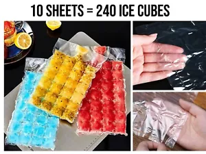 240 x Eiswürfel 10 Blatt klar Einweg-Eisbeutel 4 Kühlschrank Gefrierschrank Kunststoffwürfel - Bild 1 von 14