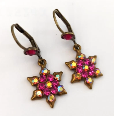 Pendientes Michal Negrin Estrella de David Rosa Aurora Boreal Cristales Iridiscentes Foto 1 de 4