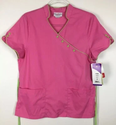 Peaches Scrub Top Size Small Pink Green Tea Collection Nursing Medical S NWT - Image 1 of 4