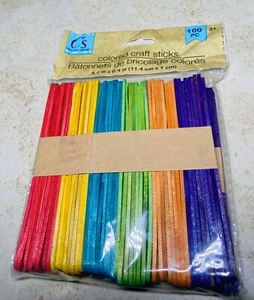 Crafter's Square Rainbow Color Craft sticks 100 Pieces - Picture 1 of 3