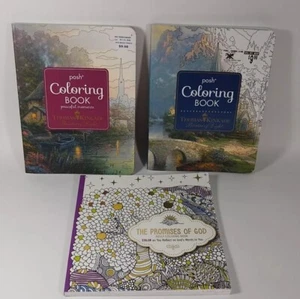3 Adult Bible Theme Coloring Books Kincaid & God's Promises Artistic Designs New - Picture 1 of 18