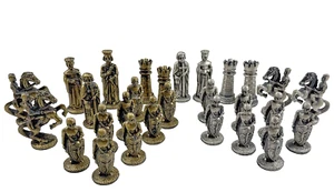 Piezas de ajedrez de metal medieval, 28 piezas - tema de caballero y castillo ~ ¡ENVÍO GRATUITO! - Imagen 1 de 10
