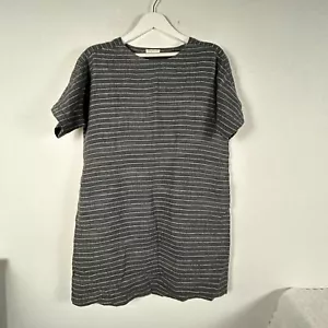 Eileen Fisher Women's Striped Short Sleeve Shift Mini Dress Black Petite Medium - Picture 1 of 8