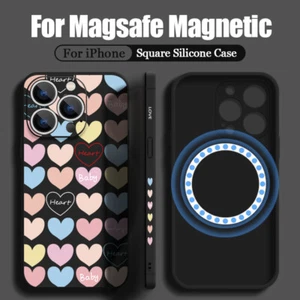 Love Heart For iPhone 15 Pro Max 14 13 12 11 Magnetic Shockproof Silicone Case - Zdjęcie 1 z 20