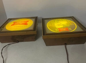 Vintage Miller High Life BEER SIGN lighted RARE--  WORKS great -- set of 2 - Picture 1 of 10