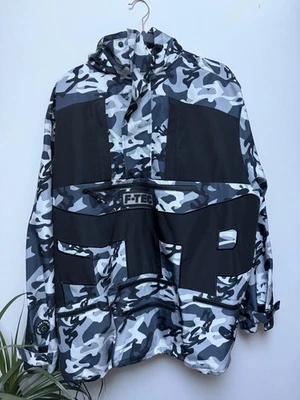 FTP Camo Anorak Jacket 2X Men’s Gray Snow Camo Hooded Pullover - Image 1 of 4