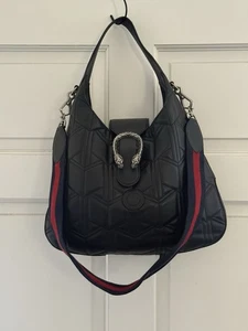 GUCCI, schwarze große Schultertasche Dionysos Hobo Leder mit Webriemen - Bild 1 von 15