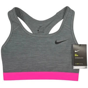Sujetador deportivo Nike para mujer soporte medio sin relleno BV3900-085 gris/rosa talla pequeña - Imagen 1 de 4