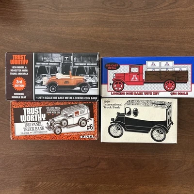 Ertl Lot Of 4, 1930 MODEL A ROADSTER 1:25 SCALE DIE-CAST BANK & 3 Others - Изображение 1 из 4