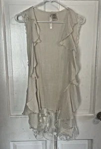 Forgotten Grace Lace Vest Ivory Duster 1X Bohemian Fairy Festival Cottagecore - Picture 1 of 8