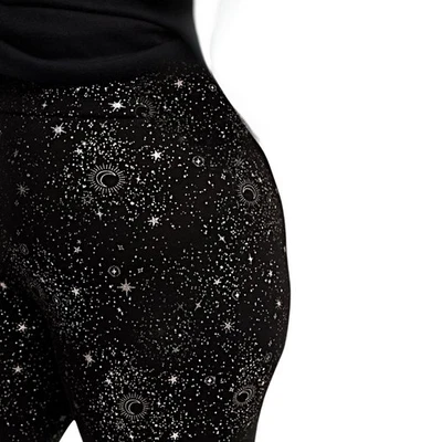 TORRID "Holiday Stars Gunmetal Foil" schwarz & silber Leggings neu mit Etikett Größe 1X - Bild 1 von 4