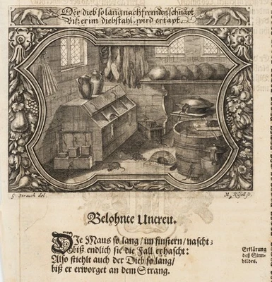 KÜSELL (*1626) nach STRAUCH (*1613), Emblem. Diebstahl sanktionieren, KSt. - Bild 1 von 4