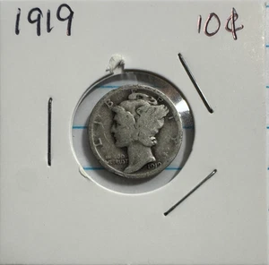 1919 10C Mercury Silver Dime - US Silver Coin - Picture 1 of 3