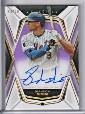 Topps Five Star Brandon Nimmo 2019 tarjeta automática/50 púrpura #FSA-BM Mets Foto 1 de 2
