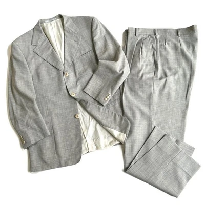 Gianni Versace Suit Jacket Pants Leone Italy 52 Grey Wool Angora Italian Made - Image 1 of 4