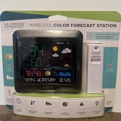 La Crosse Technology S84107-INT Color Forecast Weather Station Black Sealed - Image 1 of 4