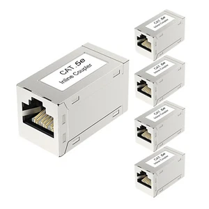 5x Cat5e RJ45 Female to Female Ethernet Shielded Coupler Straight Cable Extender - Afbeelding 1 van 9