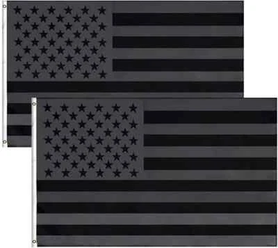 Set of 2 3x5FT All Black American Flag US Black Flag Decor Blackout USA - Image 1 of 4