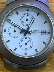 Elegant Brent Chronograph Date Dial WR30M Quartz Gents Watch Head -38mm -Works - Picture 1 of 4