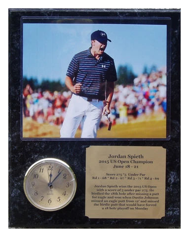 Jordan Spieth 2015 US Open 8x10 Photo Plaque Clock Insert & Engraved Nameplate Cover