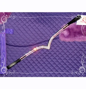FSS Crystal Bling V Browband SHIMMER Ombre Violet Light Purple Amethyst Opal AB - Picture 1 of 1