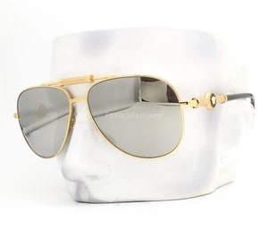 Versace Sunglasses VE2236 1002/Z3 Shiny Gold Gray Silver Polarized Mirror w/case - Picture 1 of 8