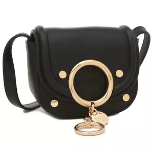 SALE SEE BY CHLOE Shoulder Bag MARA Mini Bag Metal Parts Logo Black NEW - Picture 1 of 8