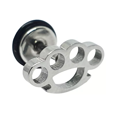 Orecchino Knuckle Duster 16 g (1,2 mm) in acciaio 316 L cheater Stud Gangster... - Immagine 1 di 4