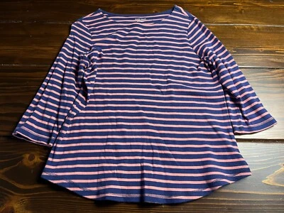 Studio Works Shirt, Women's Size Medium, Pink Blue, Striped, 3/4 Sleeve - Image 1 of 4