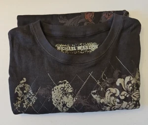 MICHAEL BRANDON Long Sleeve Thermal Dark Brown T-shirt 3XLT Graphic on Front - Picture 1 of 9