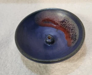 Studio Art Pottery Incense Bowl Dish Signed 4 x 4" - Picture 1 of 9