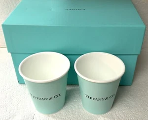 Unused Tiffany & Co " Paper Cup " Bone China in Original Box - Set of 2 - Afbeelding 1 van 8