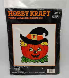 Vintage Hobby Kraft THANKSGIVING PUMPKIN Plastic Canvas Needlecraft Kit #4532 - Picture 1 of 4