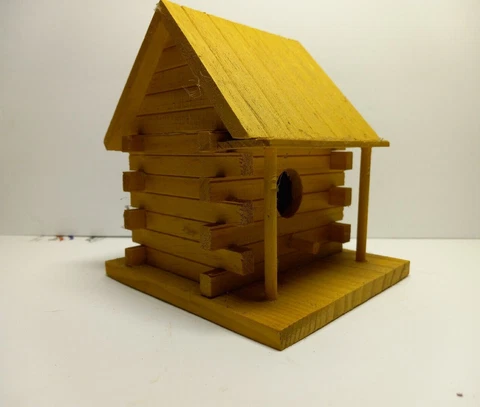 Birdhouse Natural Wood Cabin For Small Sized Birds Or Decoration Cover