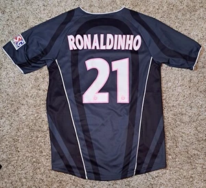2001-02 PSG Third S/S No.21 RONALDINHO League 1 jersey Paris-Saint-German sz M - Picture 1 of 7