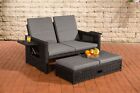 Polyrattan 2er Lounge Sofa schwarz/grau Gartensofa Couch Terrasse Outdoor Liege