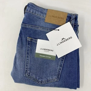 J. Lindeberg Mens 31/32 Button Fly Cody Blue Vintage Wash Straight Leg Jeans NEW - Picture 1 of 11