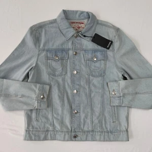 Chaqueta de mezclilla True Religion Jesse SN Trucker para hombre mediana azul claro lavado nueva con etiquetas - Imagen 1 de 12