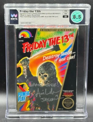 Friday the 13th Nintendo NES ROUND SOQ CIB Ahri Lehman Auto Signed WATA 8.5 - Image 1 of 3