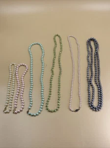 6 Faux Pearl & Seed beads Collar & Choker Necklaces pink Light Green Champagne - Picture 1 of 10