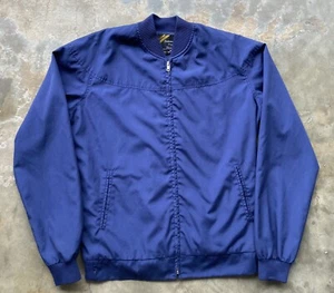 Vintage 70s 80s Sears Sportswear Nylon Navy Blue Zip Up Windbreaker Large X-Tall - Picture 1 of 9