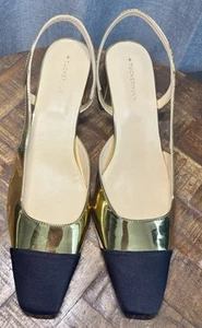 Tuckernuck Tinsley Tacones con Cordones Puntera Dorada Negra Talla 11 - Imagen 1 de 23