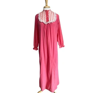 STARBEST Vintage Thin Knit Modest Women's M Pink Long Nightgown Prairie Grandma - Picture 1 of 8